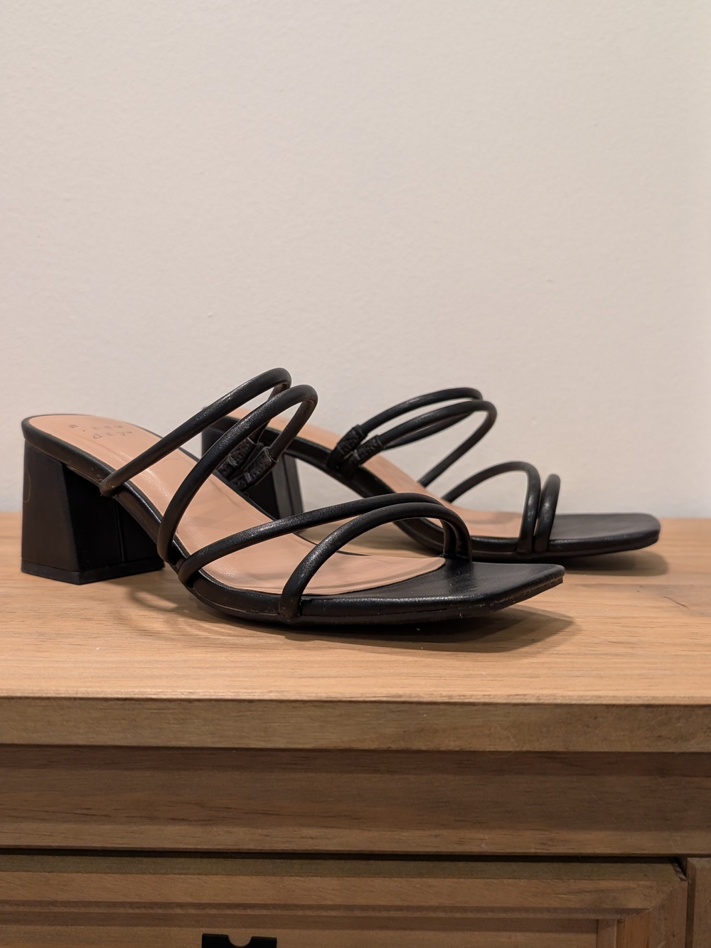 a new day Blaket Black Strappy Block Heel Sandals